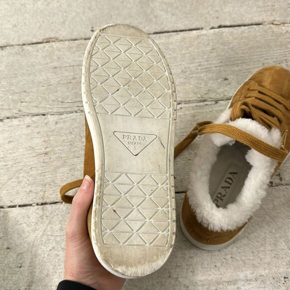 Prada Tan Leather Sneakers with Sleek Design - Picture 8 of 8
